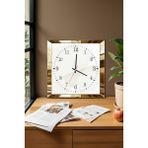 Gold Çerçeveli Soyut Saat Temalı Dekoratif Mdf Duvar Saati - Altın - 40 x 40