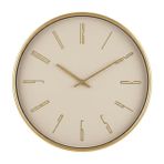 Gold Çerçeveli Yuvarlak Duvar Saati, 41 cm, Metal, Sessiz Mekanizma, Salon ve Yatak Odası için Dekoratif Saat