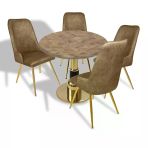Gold - Çırağan Mutfak Masa Takımı - (Yuvarlak Çap 80Cm - Werzalit, Wermodin Ve Allzalit Tabla) - Edgy Wood-Kahve