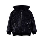 Gold Class Kidswear Kapüşonlu Cepli Fermuarlı Erkek Çocuk Deri Ceket - Siyah - 7 - 8 Yaş
