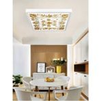 Gold Desenli Yaprak Avize, 60WATT Beyaz Işık, LED 60X60 Armatür, Ev Salon Lambası, Trend Ürün Avize