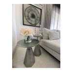 Gold Design Gümüş Eskitme Ikili Takım Yan Sehpa Zigon 55 Cm 50 Cm
