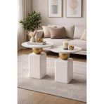 Gold Design OBLİX krem-Gold kombini ikili takım lake mobilya sehpa, zigon 55-60 CM