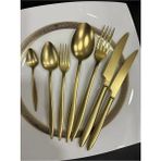 Gold Dine 60 Parça 12 Kişilik Çatal Kaşık Bıçak Takımı Kutulu (Mat Gold)
