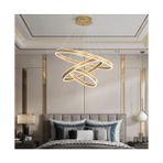 Gold Eskitme 3000K Işık Rengi, Kumandalı Ø100-80-60CM Çember LED Lamba,yuvarlak Sarkıt Avize,modern Aydınlatma