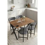 Gold Falez Mutfak Masası 4 Sandalyeli Set 110X70 cm Modern Bahçe Cafe Masa Takımı 4 Kişilik Tedy 9880 Gri