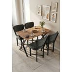 Gold Falez Mutfak Masası 4 Sandalyeli Set 110X70 cm Modern Masa Takımı Cafe Balkon Ofis Masa Elma 9885 Antrasit