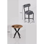 Gold Falez Mutfak Masası 70 Çap Yuvarlak 2 Sandalyeli Masa Takımı Modern Set Bahçe Balkon Cafe Teddy 9840 Gri