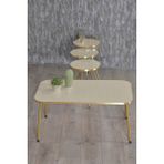 Gold Falez Zigon Sehpa ve Orta Sehpa Kr Gold Metal Ayak Gold Krem Set