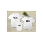 gold fotoğrafçılık Love Baskılı 3lü Aile Kombini 2 Tshirt 1 Bebek Zıbın -beden Yazmayı Unutmayınız