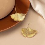 Gold Ginkgo Yaprağı Küpe