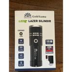 gold gk-9565 100w ultra güçlü 2200m menzil usb giriş-powerbank lazer silindir şarjlı el feneri 6000 mah - Siyah