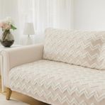 Gold Home Collection Zigzag Desenli Koltuk Örtüsü 180 x 220 cm Krem