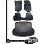 Gold Honda Civic 3D Havuzlu Paspas Sedan 2016-2020 + Bagaj Havuzu Araca Özel Dolcex Kauçuk Set - Siyah