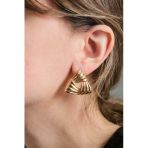 Gold Işıltılı Spiral Üçgen Küpe