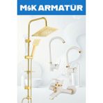 Gold Kare Robot Beyaz Gold Armut Eviye Lavabo Banyo 4 Lü Set - Altın
