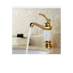 Gold Lavabo Bataryası Altın Banyo Musluğu Premium Taşlı Tasarım Gold Batarya