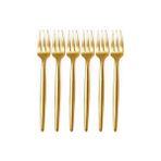 Gold Limon Ve Fondü Çatalı, Gold 6'lı Çatal Takımı 13 Cm Sarı