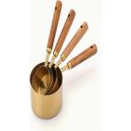 Gold Ölçü Kaşığı Seti 4lü Ahşap Saplı Ölçü Kabı 250ML-125ML-80ML-60ML