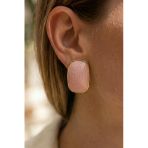 Gold Pembe Mineli Dörtgen Premium Çelik Küpe