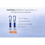 Gold Police Gp-001 3 In 1 Laser Pointer + 2 Led Işıklı El Feneri Anahtarlıklı 2 Adet