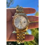 Gold Power Rolex Model Çelik Lüks Kordon Gold Içi Beyaz Renk Erkek Kol Saati - Altın - Beyaz