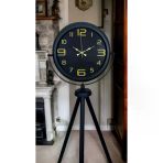 Gold Rakamlı Siyah Tripod Ayaklı Saat Vitrin