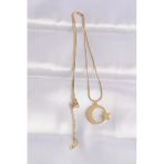 Gold Renk Ay Yıldız Unisex Kolye (316L Çelik)