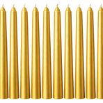 Gold Renk İnce Şamdan Mum Seti – 25 cm Uzunluk – 10’lu Paket – Dekoratif Taper – Şık Masa, Davet ve Özel Gün Dekorasyonu İçin