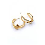 Gold Renk Kelebekli Taşlı Yarım Halka Çelik Küpe