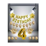 Gold Renk Kral taç Happy Bırthday Folyo Balon Seti 4 Yaş