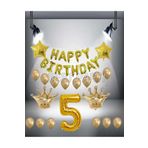 Gold Renk Kral taç Happy Bırthday Folyo Balon Seti 5 Yaş