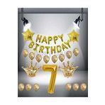 Gold Renk Kral taç Happy Bırthday Folyo Balon Seti 7 Yaş