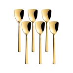Gold Renk Paslanmaz Çelik Dondurma Kaşığı Seti, Çok Renkli, Titanyum Kaplama, 16 cm, 6 Adet