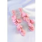 Gold Renk Pembe Yaprak Model Kadın Küpe - TJ-BKP7303