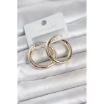 Gold Renk Pirinç Köşeli Kenar Halka 32 Mm Kadın Küpe - Tj-Bkp11765