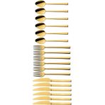 Gold Renk Tatlı Çatal Kaşık Bıçak Seti - Kahvaltı Pasta Çatal Kaşık Bıçak Seti, 18 Adet