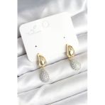 Gold Renk Zirkon Taşlı Damla Pirinç Kadın Küpe - TJ-BKP11288