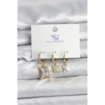 Gold Renk Zirkon Taşlı Kadın Küpe - Tj-Bkp11344