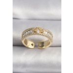 Gold Renk Zirkon Taşlı Yıldız İşleme VIP Seri Kadın Yüzük - EBJ241214W30001