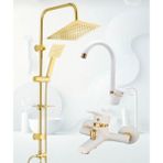 Gold Robot Beyaz Gold Baston Borulu Lavabo Bataryası Beyaz Gold Banyo Bataryası - Beyaz - Altın
