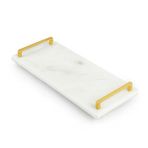 Gold Saplı Mermer Sunum Tepsisi – 40x15 cm Dikdörtgen Servis Tepsisi, Şık Sofra, Kahve, Peynir ve Tatlı Sunumları İçin