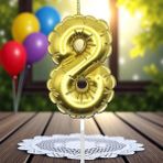 Gold Sekiz 8 Numara Mum Gold Folyo Balon Şeklinde Pasta Mumu Gold Pasta Mumu Gold Doğum Günü Mumu - 1 Adet