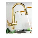 Gold Spiralli Mutfak Bataryası Spiralli Arıtıcılı Evye Armatür Tazzik Ve Spreyleme Mod