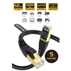 Gold Step 5 METRE CAT 8 Ethernet Kablosu 40 Gigabit/S 2000 Mhz Premium Metal Zırhlı RJ45 Konnektör