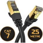 Gold Step Cat 7 Ethernet Kablosu 10 Gigabit/s 600 Mhz Premium Metal Zırhlı RJ45 Konnektör - 25 m