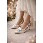 Gold Step ✨ Kadın Çiçek Detaylı Abiye Topuklu Ayakkabı | Dantel Sivri Burun Bilek Bantlı Şık Davet Ayakkabısı