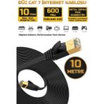 Gold Step Yassı Cat 7 Ethernet Kablosu 10 Gigabit/s 600 Mhz Premium Metal Zırhlı RJ45 Konnektör - 10 m