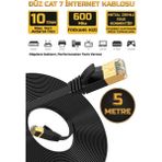 Gold Step Yassı Cat 7 Ethernet Kablosu 10 Gigabit/s 600 Mhz Premium Metal Zırhlı RJ45 Konnektör - 5 m