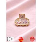 Gold Taşlı Mini Kadın Saç Tokası – Renkli Işıltılı Metal Mandal Toka 2 cm - Standart
